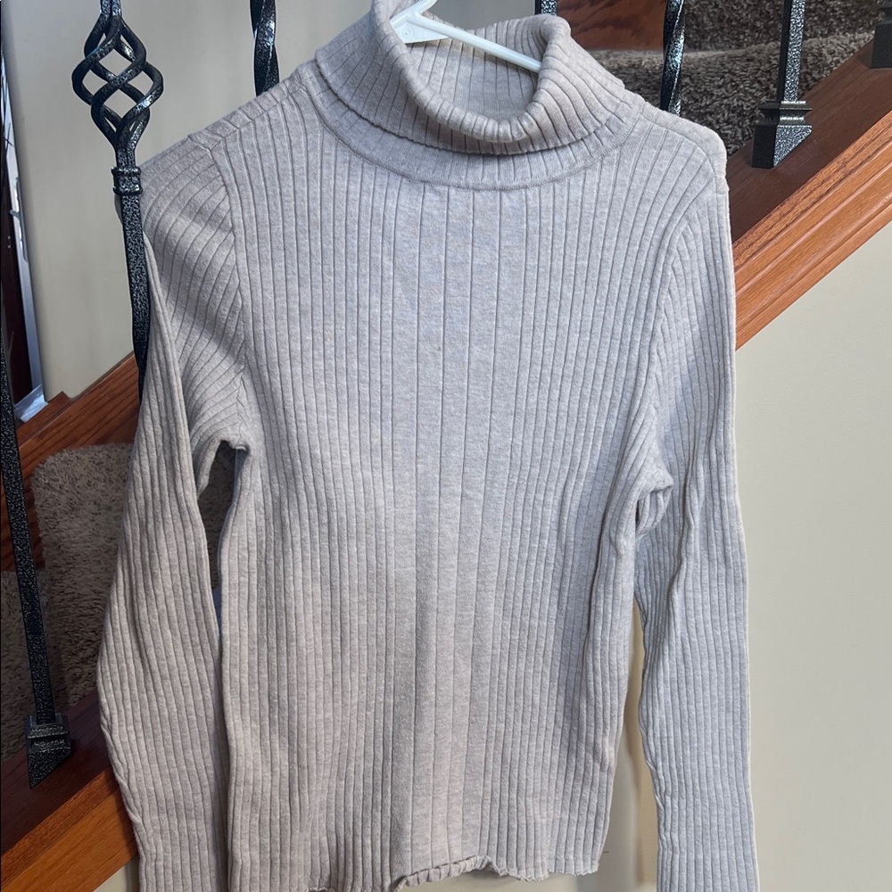 Croft & Barrow Ribbed Turtleneck Sweater - Light Gray